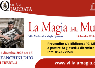 14 dicembre, ore 16, Villa Medicea La Magia: Salis & Zanchini duo in “Liberi…!”