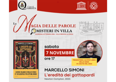 Sabato 7 novembre 2026 ore 17, Villa La Magia: “La Magia delle Parole. Misteri in Villa” – Marcello Simoni